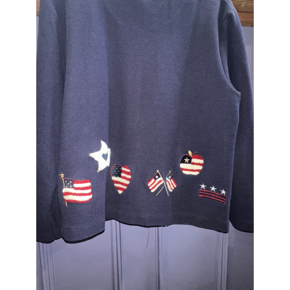 90s Christopher & Banks USA Flag Cardigan Sweater Womens L Americana - Picture 6 of 6